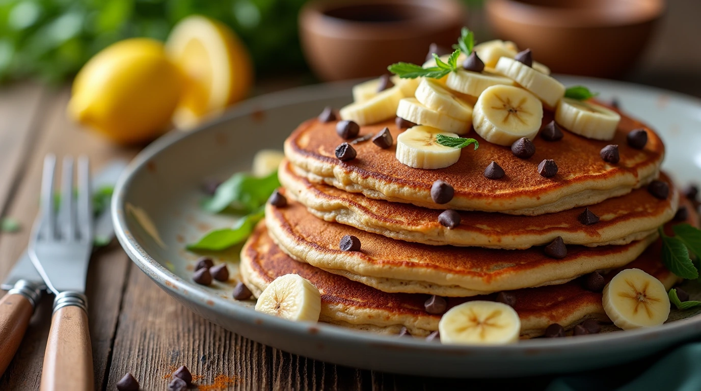 banana chocolate chip pancakes