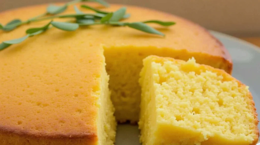 A delicious slice of golden-brown Southern cornbread recipe served with butter.